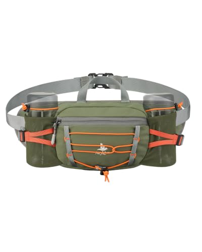 Fanny Pack with 2 Water Bottle Holder for Women Men, Waist Bag - color: Green