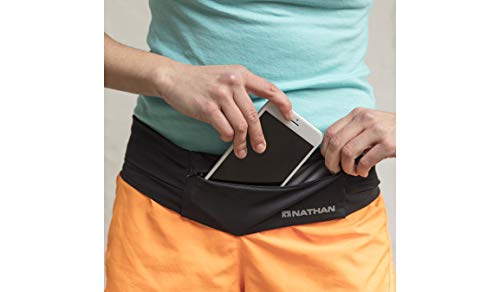 Nathan Zipster Running Belt for Men and Women, Bounce Free Waist Pack, Running Fanny Pack Women, Pockets with Zippers, Fits All iPhones - color: Black, size: X-Large