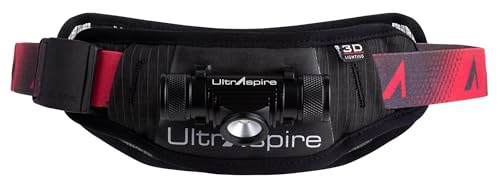 Ultraspire Lumen Collection Waist Light Belt | Lightweight & Water Resistant - 600 5.0, Black/Red