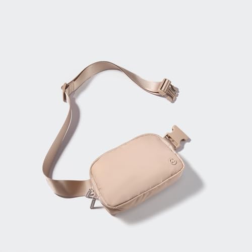 Pander Nylon Fanny Pack for Women, Two-Way Zipper Crossbody Bag - color: Raw Linen Beige