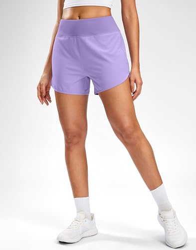 G Gradual Women's 3" Running Athletic Shorts with Phone Pocket - color: Lilac, size: XX-Small