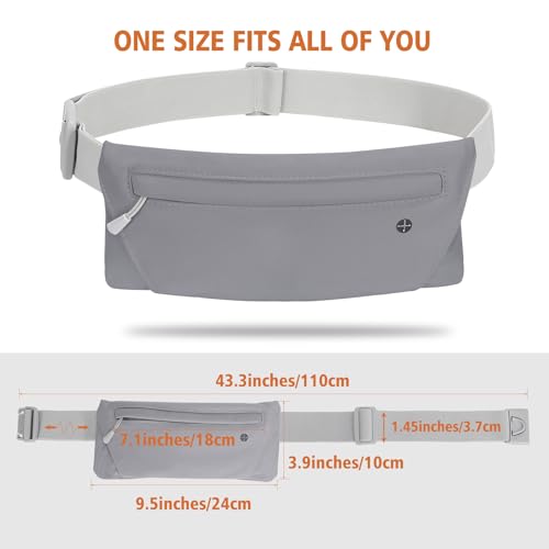 WHIPPY Slim Running Belt Fanny Pack for Women Men Elastic Runners Belt Waist Pouch Chest Bag Phone Holder Waist Pack for Running Hiking - color: 7-Dark Grey