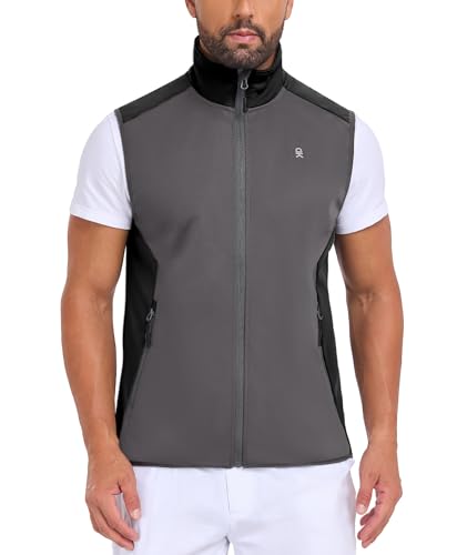 Little Donkey Andy Men's Softshell Vest Lightweight Windproof Waterproof - color: Basic Gray Black, size: Small
