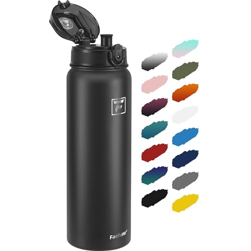 Fanhaw 32oz Stainless Steel Water Bottle with Chug Lid, Black - color: Black, style: 32 Ounces