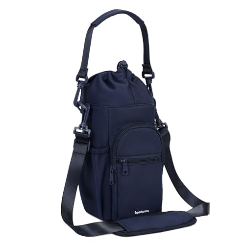 sportsnew 40oz Insulated Crossbody Water Bottle Sling Bag w/Phone Pocket - color: Navy Blue