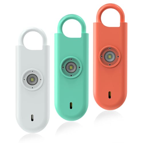 Fauxomor 140dB Personal Safety Alarm for Women 3pack Self Defense Keychain - color: White+Green+Orange