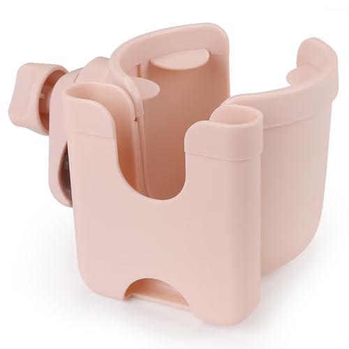 Accmor Stroller Cup Holder with Phone Holder, Bike Cup Holder, Walker Scooter Wheelchair Cup Holder Attachment, Universal Cup Holder for Uppababy Graco Strollers - color: All Crystal Pink