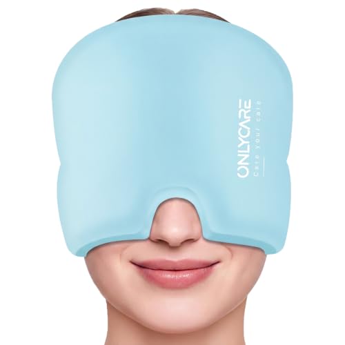 ONLYCARE Migraine Relief Cap, Headache Relief Cold Cap with Odorless Gel - color: Light Blue