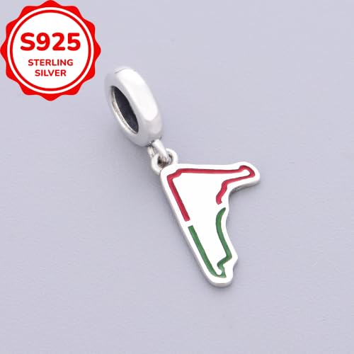 F1&Famous Race Racetrack Charm for Bracelet Necklaces, S925 Sterling Silver Charms, UK Brazil Spain Race Track Charms Jewelry Racing Souvenirs Gift - color: Race Racetrack Q3908