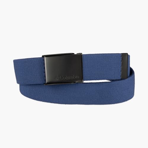 Columbia Men's Military Plaque Buckle Fabric Belt- One Size 42" Length - Everyday and Outdoor Wear - color: Navy Stretch Strap
