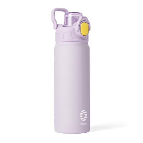 Fjbottle Insulated Water Bottle with Handle 24 oz Straw Flip Top Lid - color: 03 Purple, size: 24 Ounces