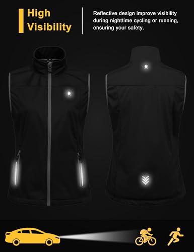Little Donkey Andy Women's Lightweight Softshell Vest - color: Black-reflective, size: Large