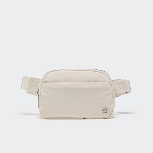 Pander Nylon Fanny Pack Belt Bag for Women with 5 Zipper Pockets - color: White Opal