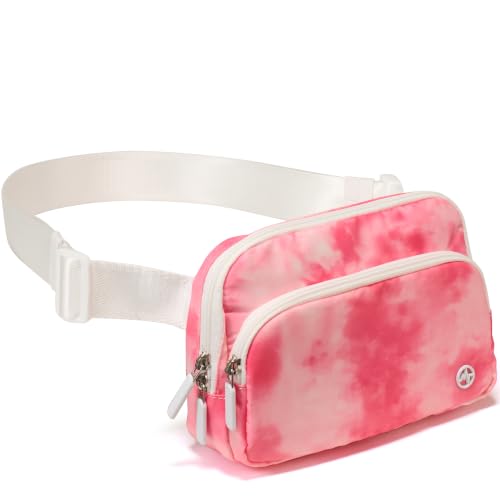 Pander Nylon Crossbody Belt Bag with Excess Strap Keepers, 6-Pocket Adjustable Sling Fanny Pack for Travel and Everyday Carry, Cloud Pink - color: Cloud Pink