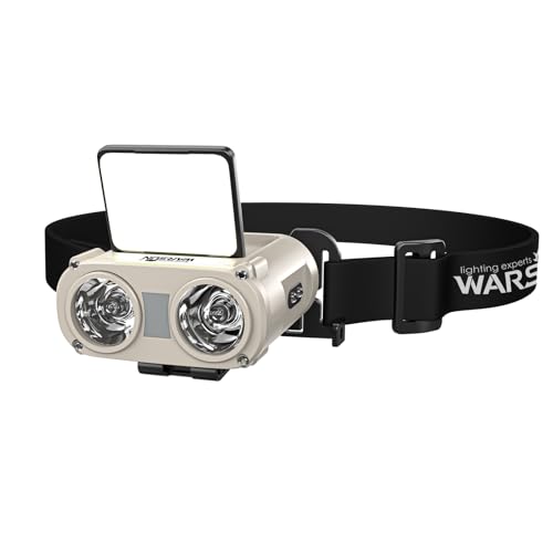WARSUN Rechargeable Headlamp – 800 Lumens LED Headlamp with COB, Motion Sensor, 5 Modes, Clip-On Cap Light with Hat Clip & Bike Strap Mount, Multi-Use for Camping, Hiking, Repair - color: Khaki