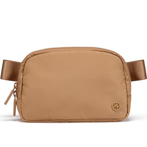 Pander Nylon Fanny Pack for Women, Two-Way Zipper Crossbody Bag - color: Caramel Brown