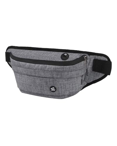 WATERFLY Running Belt Fanny Pack: Runner Marathon Jogging Waist Pack Sport Workout Exercise Fitness Phone Holder Belt for Men Women Jogger Slim Waistband Black - color: Heather Gray