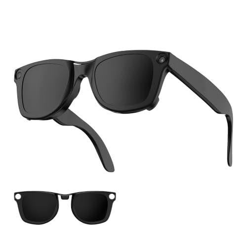 HIBLOKS Polarized Clip-on for Ray-Ban Meta Wayfarer (Large 53-22, Black) - size: Large, Black, Matte Black Frame