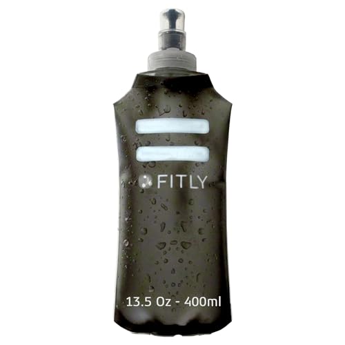 FITLY Soft Flask Running Water Bottle - Collapsible Hydration Flask - color: Black, size: 13.5 Ounces