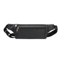 Leather Belt Bag,Black Belt Bag Mens Fanny Pack Crossbody 3-Zipper Pockets Phone Bag Fits All Phones Wallet Keys, Casual Hands-Free Waist Pack For Travel Workout Running Gifts