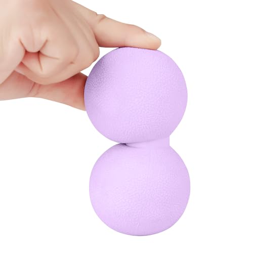 Double Lacrosse Peanut Massage Ball for Deep Tissue Pain Relief - Micro-Elastic Myofascial Roller Ball for Back and Neck, Foot and Physical Therapy (Purple) - color: Purple