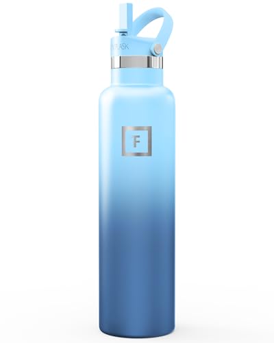 IRON °FLASK 24 oz Narrow Mouth Water Bottle with Straw - color: Blue Waves
