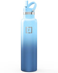 IRON °FLASK 24 oz Narrow Mouth Water Bottle with Straw - color: Blue Waves