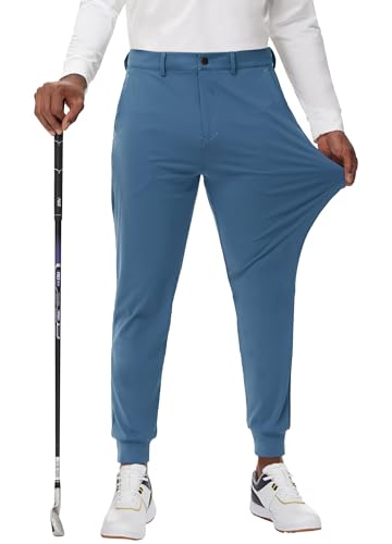 JWM Men's Stretch Golf Joggers Pants with Belt Loops - 29" 34" Slim Fit Tapered Casual Business Travel Dress Work Sweatpants - color: 05-royal Navy, size: Large