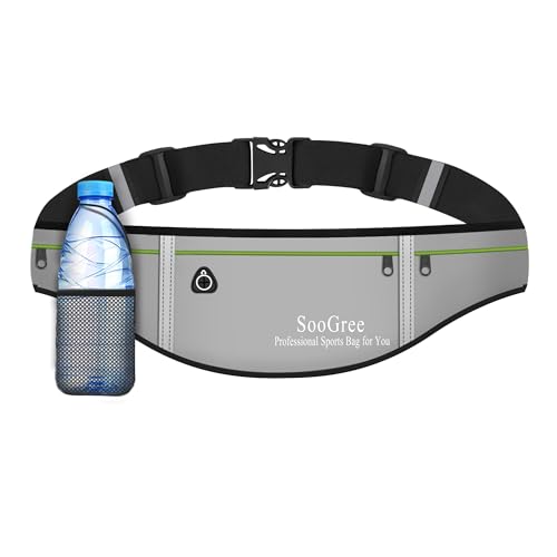 Men Women Slim Running Belt Fanny Pack,Zipper Waterproof Running Waist Pack,Ultra Light Reflective Phone Holder,Sport Workout Belt Bag for Running Walking Cycling Camping Gym (GSP1201-Gray) - color: GSP1201-Gray