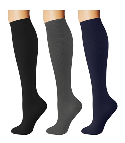 Breslatte Compression Socks for Women Men 15-20 mmHg - color: 3s5 Blacknavydarkgrey, size: Small-Medium