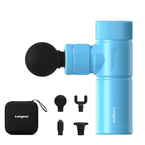 LONGEST Mini Massage Gun for Pain Relief, 4 Heads, Blue - color: 3. Blue