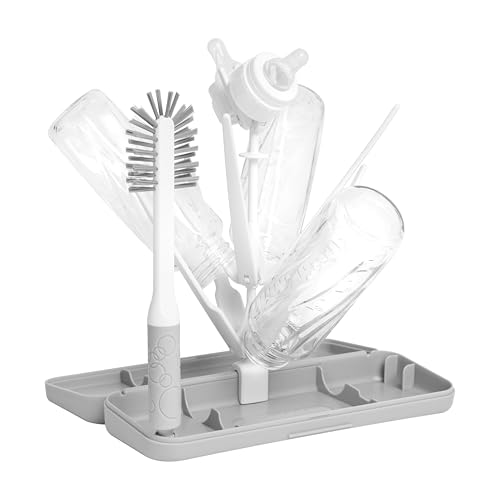 Ubbi On-the-Go Drying Rack & Bottle Brush Set, Holds Up to 8 Bottles, Gray - color: Gray