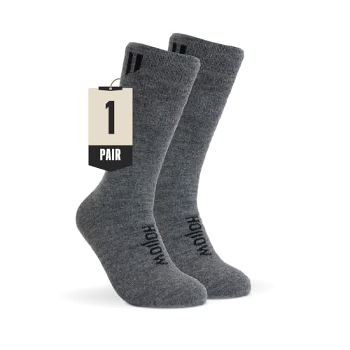 HOLLOW Alpaca Boot Socks for Men & Women, Moisture Wicking - color: Grey, size: Medium