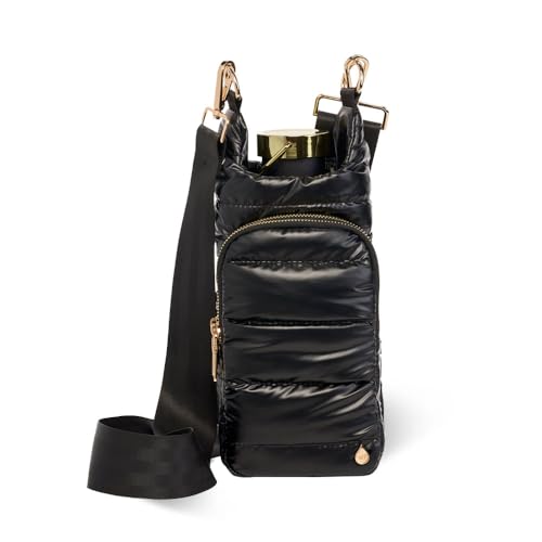 WanderFull Original HydroBag Crossbody Water Bottle Holder with Phone Pocket, Fits Water Bottles up to 32 oz - color: Black Shiny