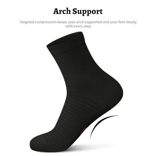 Compression Running Ankle Socks Men & Women 6 Pairs Quarter Cycling Socks - color: Black/White/Gray (2 Pairs Per Each Color), size: Small-Medium