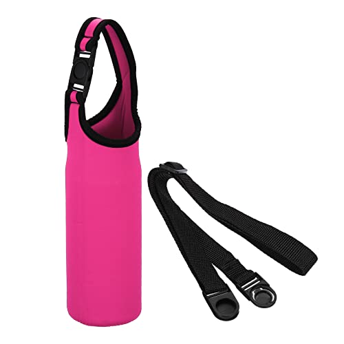 PATIKIL Water Bottle Sling Bag, Neoprene Portable Insulated Bottle Holder Carrier with Removable Adjustable Shoulder Straps - color: Rose Red