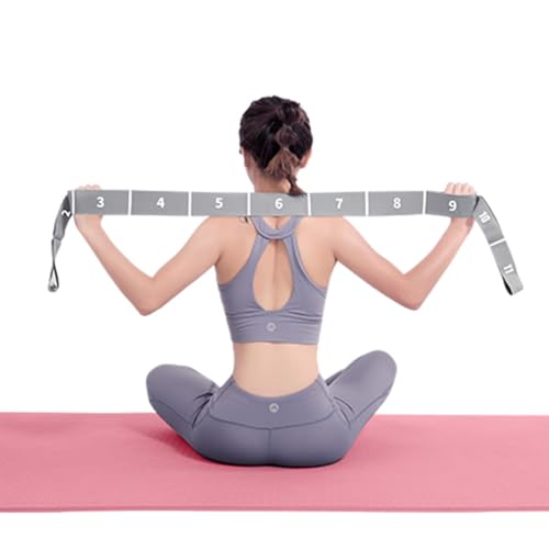 2-Pack 11-Loop Stretch Bands, Adjustable Stretch Strap for Yoga, Pilates, Dance, Ballet, Gymnastics, Flexibility, Leg Stretching, Physical Therapy & Stretching Equipment for Home Workout & Mobility - color: Gray+Blue