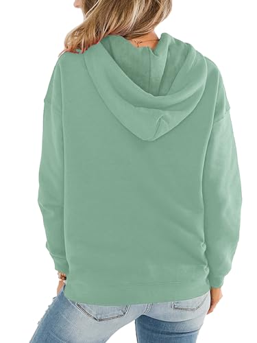 Women Hoodies Pullover Casual Loose Fit Long Sleeve Sweatshirt with Pockets - color: 2025 Dark Green, size: XX-Large