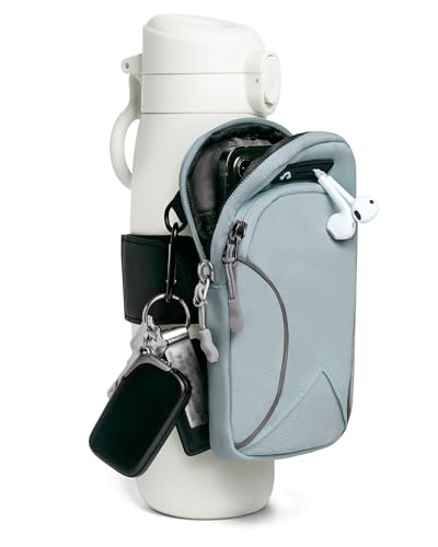 Gym Water with Phone Holder & Wallet, Water Bottle Caddy Versatile Sleeve Bag for Running Sports & Daily Use - color: Lightblue