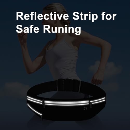 Slim Running Belt for Women Men,Runners Fanny Pack Phone Holder,Money Belt,Running Gear Accessories,with 3 Pockets (Jet Black) - color: Jet Black