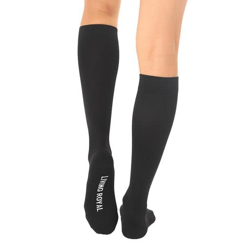 Living Royal Compression Socks - Graduated Compression 15-20mmHg, Padded Cushion Bottom Fun Socks, Moisture-Wicking - color: Black