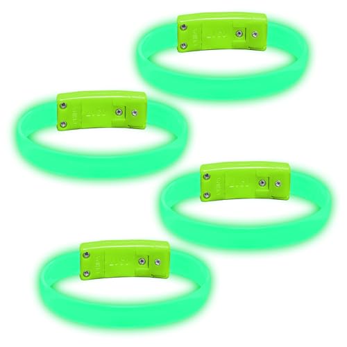 4 Magic Band Pack | Glow in The Dark | Flashing Light up for Concerts | Running Lights for Runners | Glow in The Dark Bracelets | Led Bracelet - color: Green