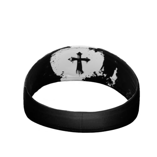 40+ Designs! Unisex Headband/Sweatband. Best for Sports, Fitness, Working Out, Yoga. Tapered Design - color: Black Cross