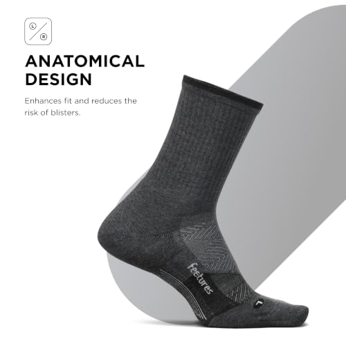 Feetures Elite Light Cushion Mini Crew Sock - color: Gray (1 Pair), size: X-Large