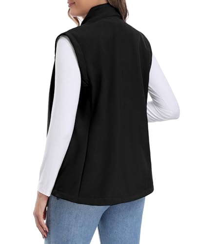 Little Donkey Andy Women's Fleece Softshell Vest Windproof Multi Pockets - color: Black, size: X-Small