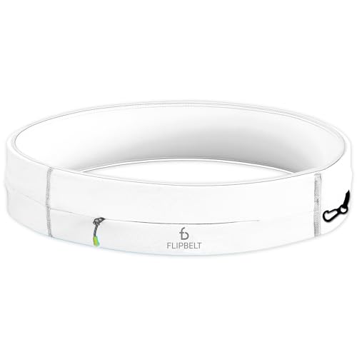 FlipBelt Zipper Running Belt, Waist Pack for Fitness and Running, US Company - color: White, size: XX-Small