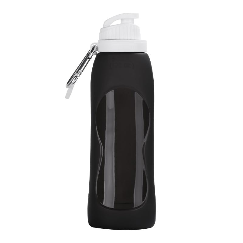 500ml TPU Collapsible Soft Flask, Folding Water Bottle for Hydration Pack Running Vest (Black) - color: Black