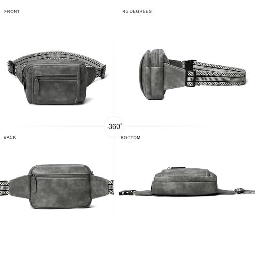 LATMAP 3L TRIPLE ZIP Fanny Packs Belt Bag For Women Men Crossbody Waist Pack Sling Chest Bum Travel Bag Purse Faux Leather Fashion Cute Dark Grey - color: Dark Grey