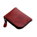JJNUSA Genuine Leather Zipper Coin Purse Wallet With Key Car Smart Holder, Change Purse, Coin Pouch Holder For Men (Red) - color: Red
