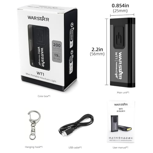 WARSTAR Keychain Flashlight with Personal Safety Alarm, 200LM Mini EDC Light, USB-C Rechargeable Emergency Siren for Women & Night Safety (6pack,Black*6) - color: 6pack,Black*6